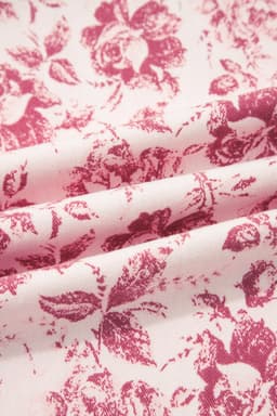 image-Pink Vintage Floral Print Denim Shift Pants