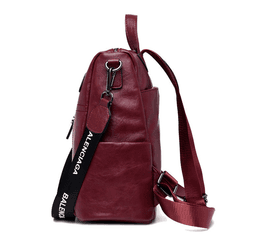 image-High Quality Solid Color Leather Backpack For Women