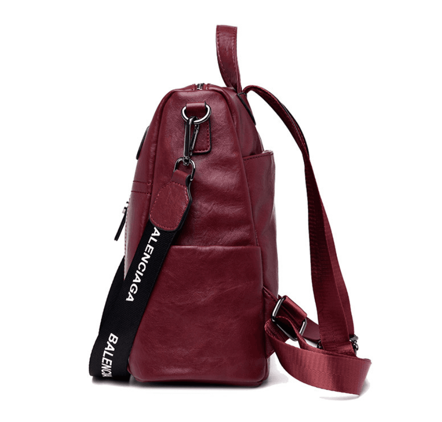 image-High Quality Solid Color Leather Backpack For Women