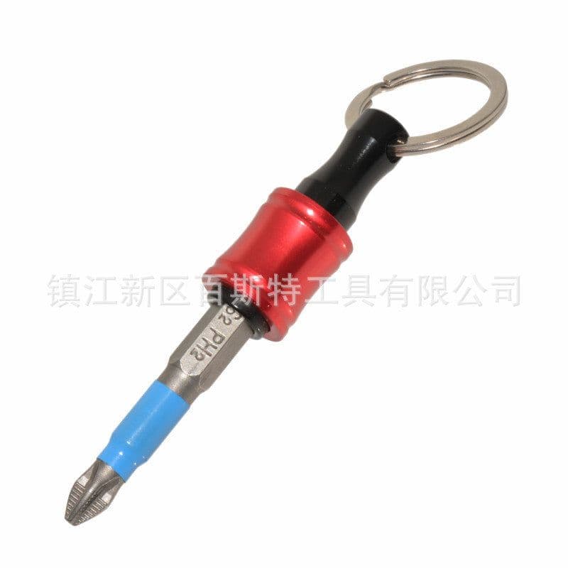 image-6-piece set of color key chain post, batch head post, mountaineering buckle set, 1/4 hexagonal handle drill bit storage post
