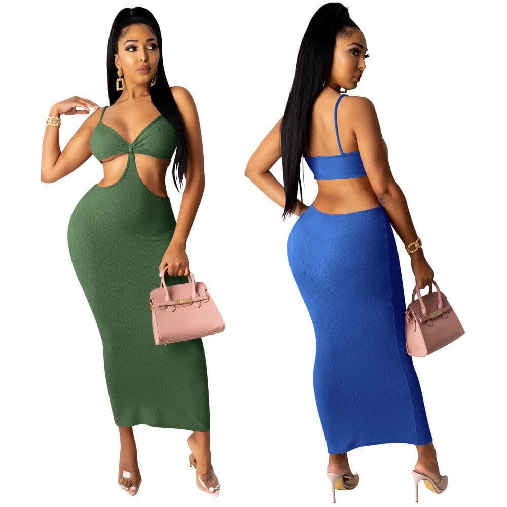 image-Amazon ebay European and American cross-border women's irregular long skirt suspenders backless sexy prom bandage nightclub skirt