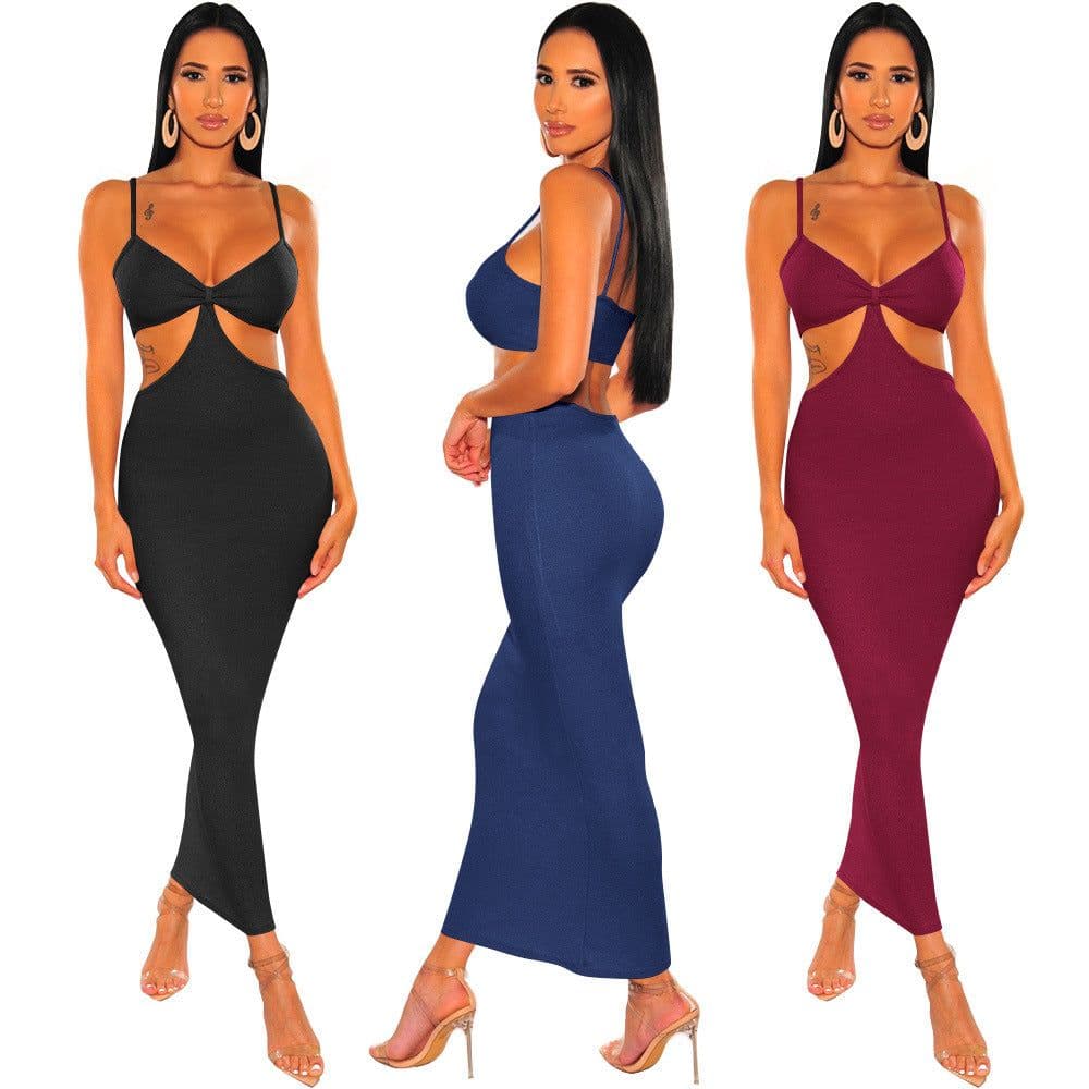 image-Amazon ebay European and American cross-border women's irregular long skirt suspenders backless sexy prom bandage nightclub skirt