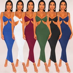 image-Amazon ebay European and American cross-border women's irregular long skirt suspenders backless sexy prom bandage nightclub skirt
