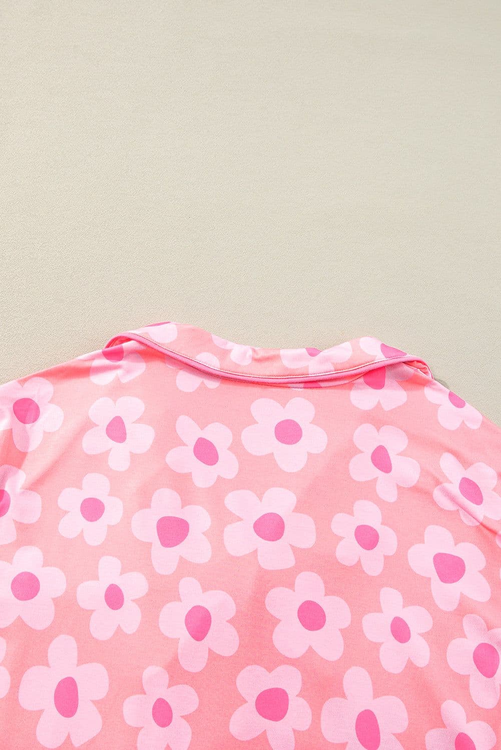image-Green Flower Print Short Sleeve Pajamas Set