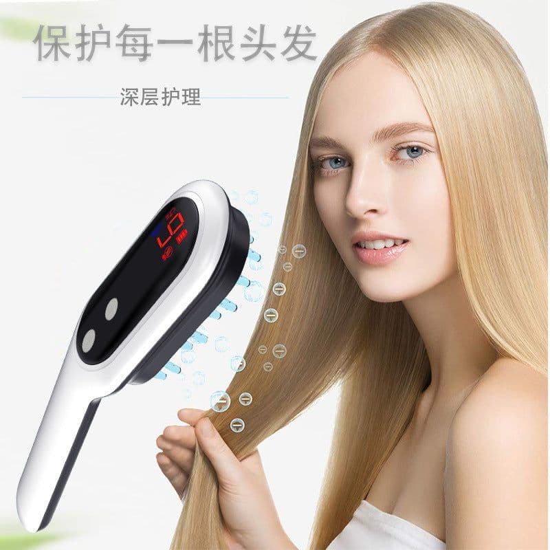 image-Cross-border electric massage comb anti-hair loss scalp meridian massage instrument phototherapy hair straight hair comb head massage comb