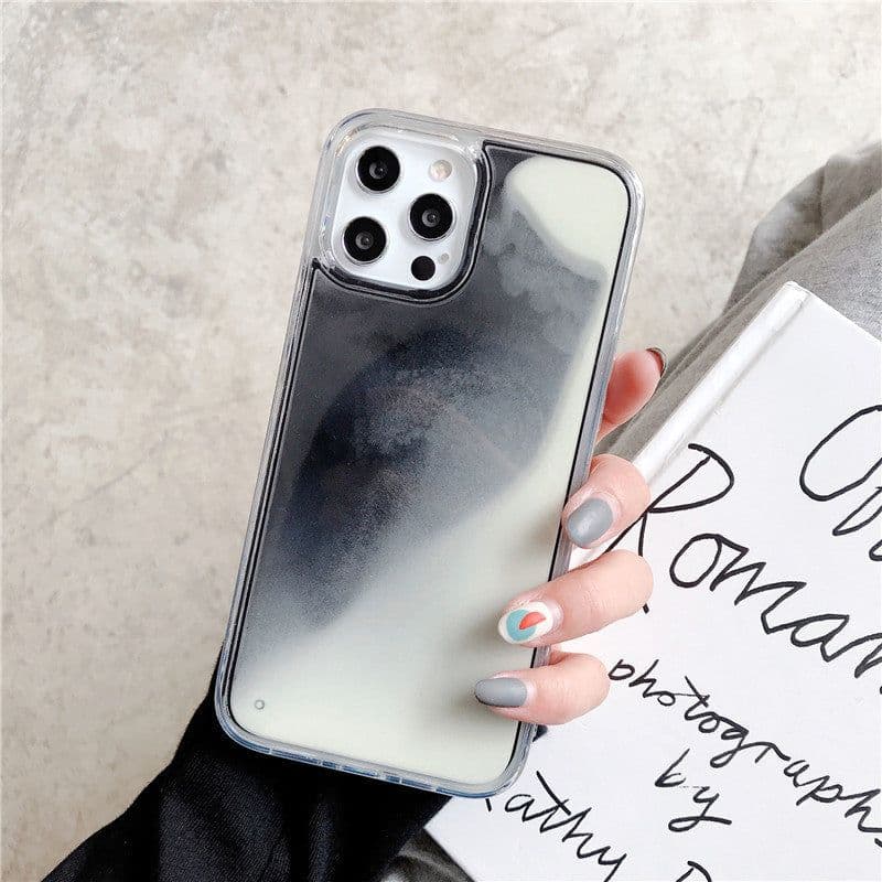 image-Suitable for iPhone12ProMax mobile phone shell Apple 11 luminous pure color liquid quicksand shell XR all-inclusive protective cover