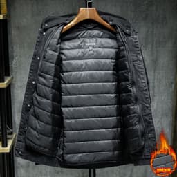 image-Men's Denim Jacket Hooded Blue 5XL Winter