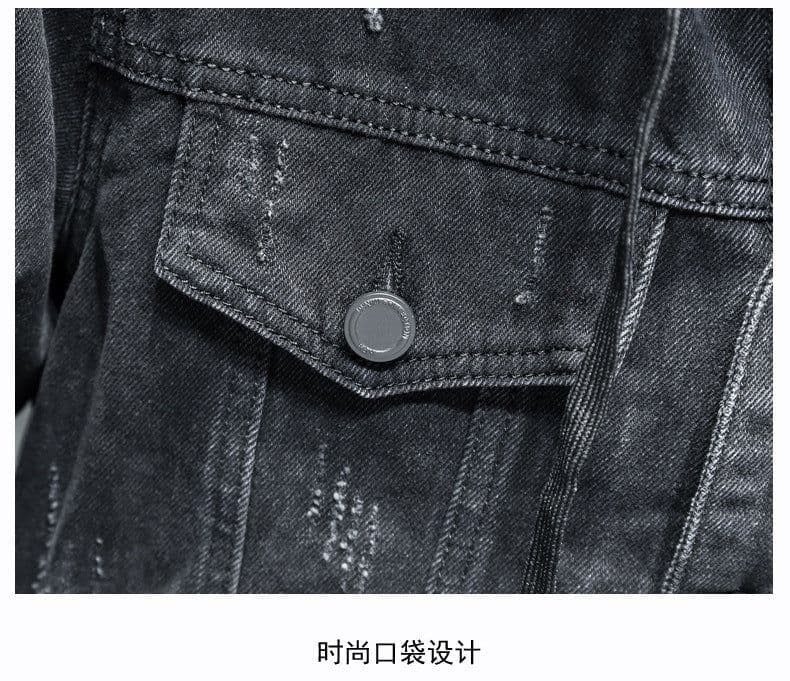 image-Men's Denim Jacket Hooded Blue 5XL Winter