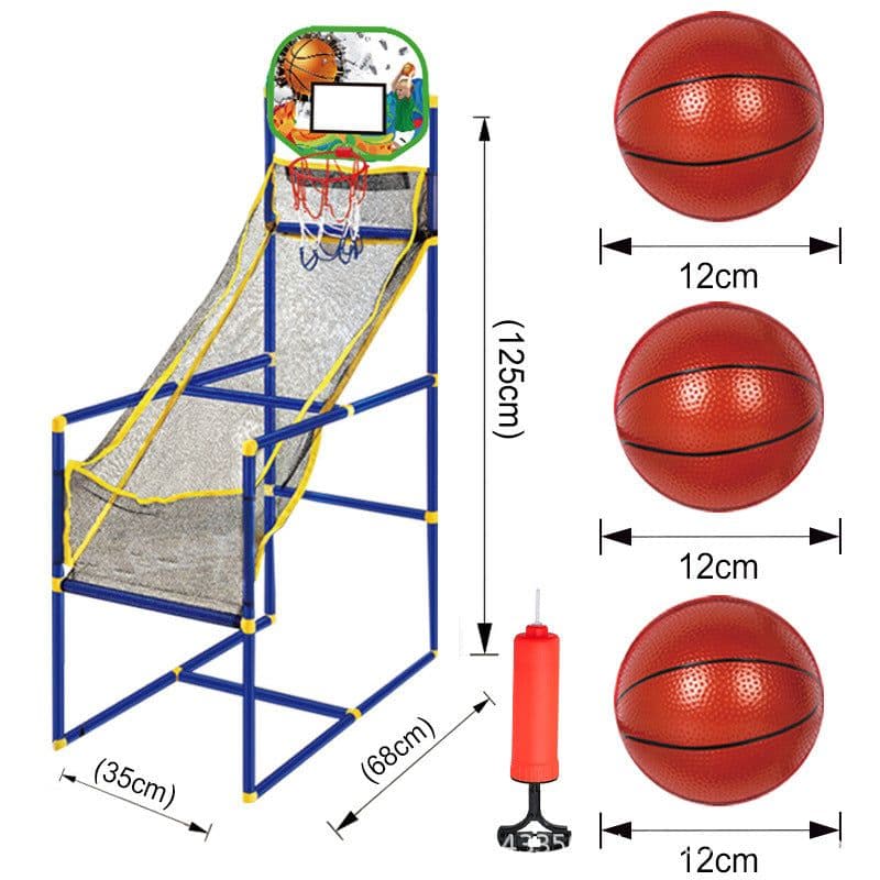 image-Kids' Portable Shooting Machine, Basketball Toy Indoor/Outdoor - Red, 1.49M Height