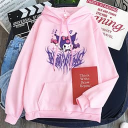 image-Harajuku cartoon cute funny print little witch hoodie autumn street wear O-neck sweet girl hoodie