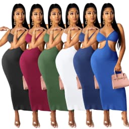 image-Amazon ebay European and American cross-border women's irregular long skirt suspenders backless sexy prom bandage nightclub skirt