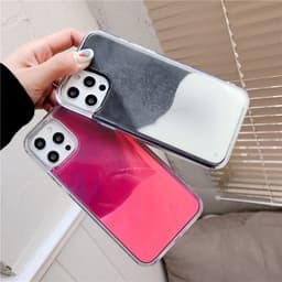 image-Suitable for iPhone12ProMax mobile phone shell Apple 11 luminous pure color liquid quicksand shell XR all-inclusive protective cover