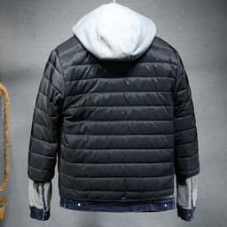 image-Men's Denim Jacket Hooded Blue 5XL Winter