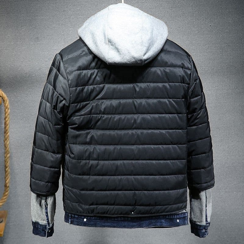 image-Men's Denim Jacket Hooded Blue 5XL Winter