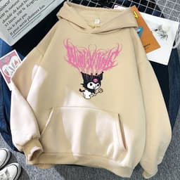 image-Harajuku cartoon cute funny print little witch hoodie autumn street wear O-neck sweet girl hoodie