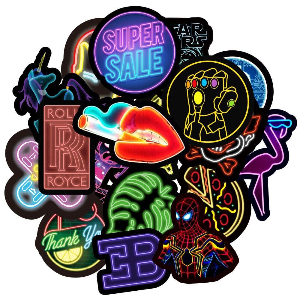 image-50 neon graffiti stickers, car water cups, laptops, laptops, stickers, waterproof wholesale custom