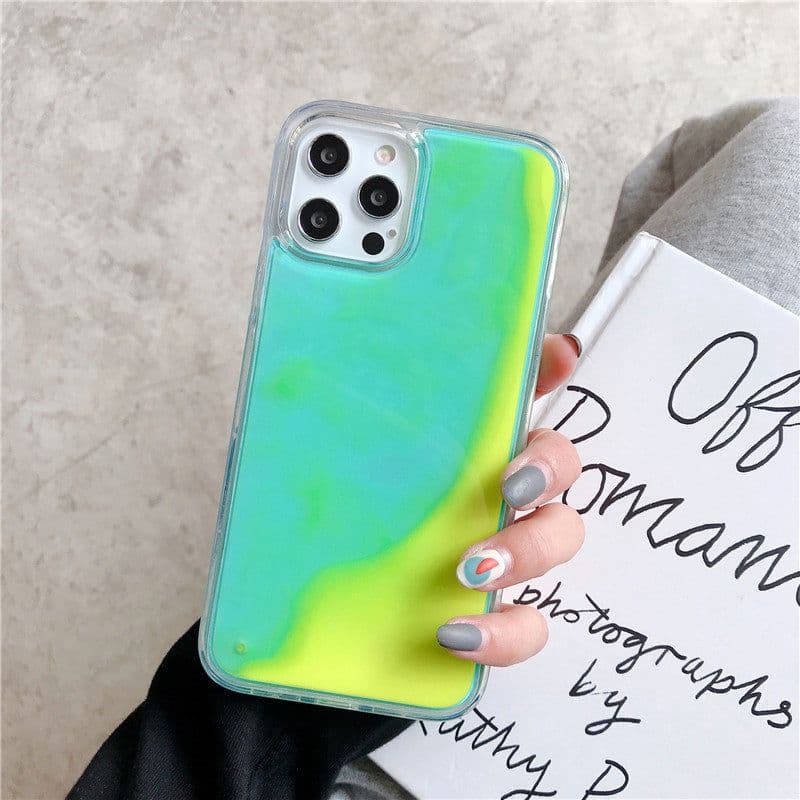 image-Suitable for iPhone12ProMax mobile phone shell Apple 11 luminous pure color liquid quicksand shell XR all-inclusive protective cover