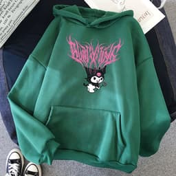 image-Harajuku cartoon cute funny print little witch hoodie autumn street wear O-neck sweet girl hoodie