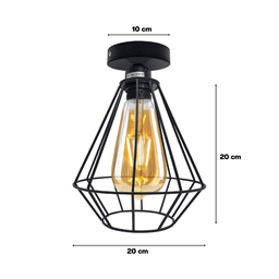 image-Vintage Industrial Geometric Diamond Shaped E27 Light Fitting 60W Lighting Bulb Holder