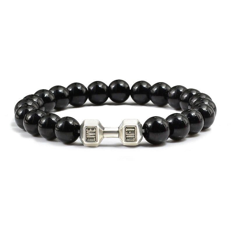 image-Turquoise Energy Gun Black Electroplated Alloy Barbell Bracelet