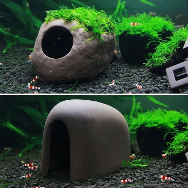 image-Large Ceramic Aquarium Decoration Fish Shrimps Shelter House Pottery Scorpion House Canister Simulation Stone Fish Tank Decors