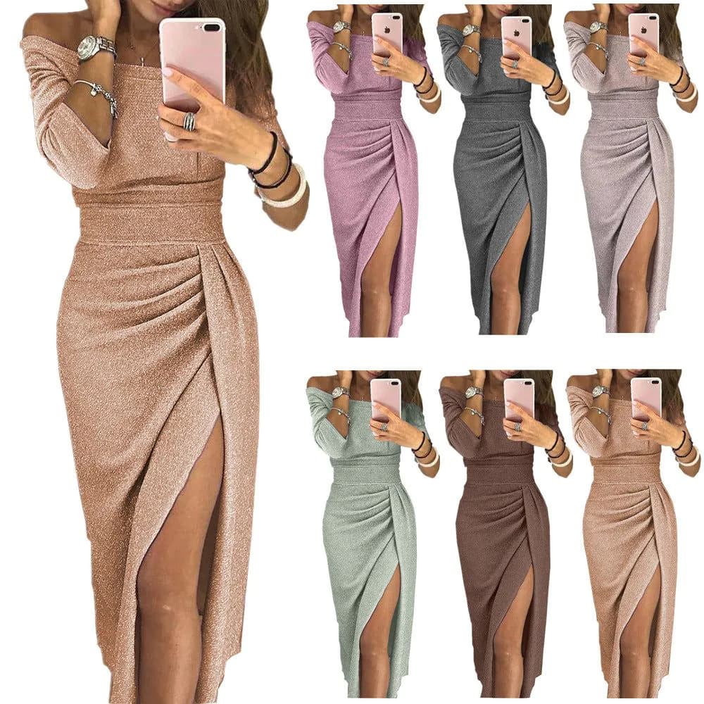 image-Ladies Bag Hip Neck Collar Dress Bright Crystal Dress Skirt