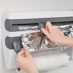 image-Kitchen cling film storage rack with cutter aluminum foil barbecue paper rack paper towel rack towel storage rack
