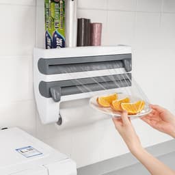 image-Kitchen cling film storage rack with cutter aluminum foil barbecue paper rack paper towel rack towel storage rack