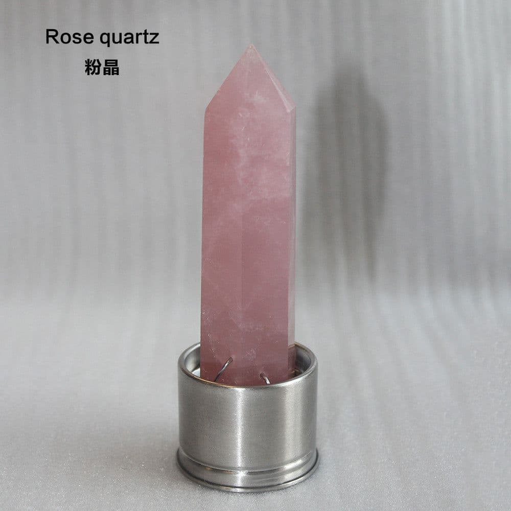 image-Natural Crystal Column Stone Quartz of Various Materials Magic wand heals energy stone point water cup bottel Ornament replace