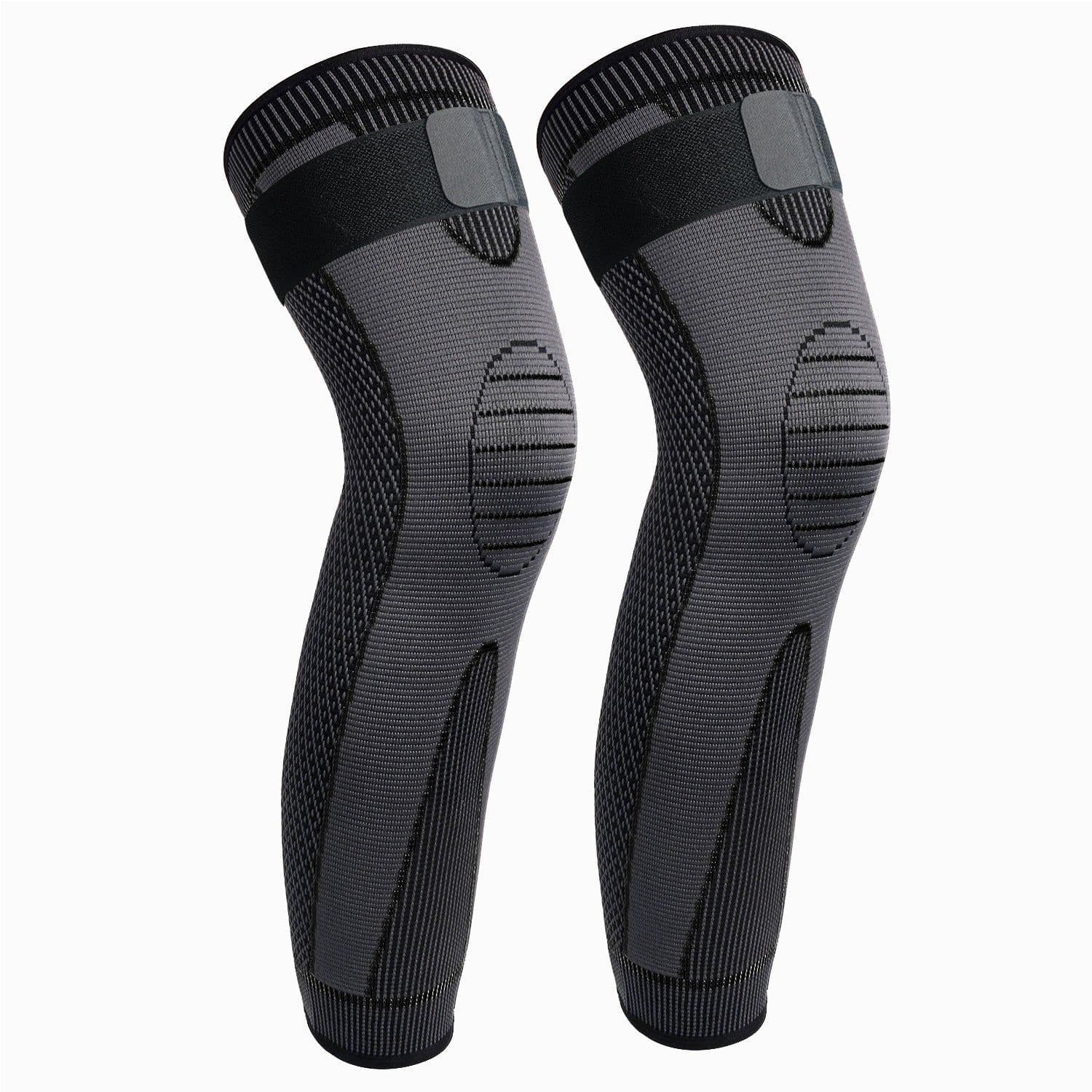 image-Green Knitted Knee Pads With Pressurized Straps For Football And Basketball