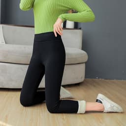 image-Lamb velvet leggings women's outer wear 2020 autumn and winter high-waisted thick fleece all-in-one trousers warm small feet pencil pants