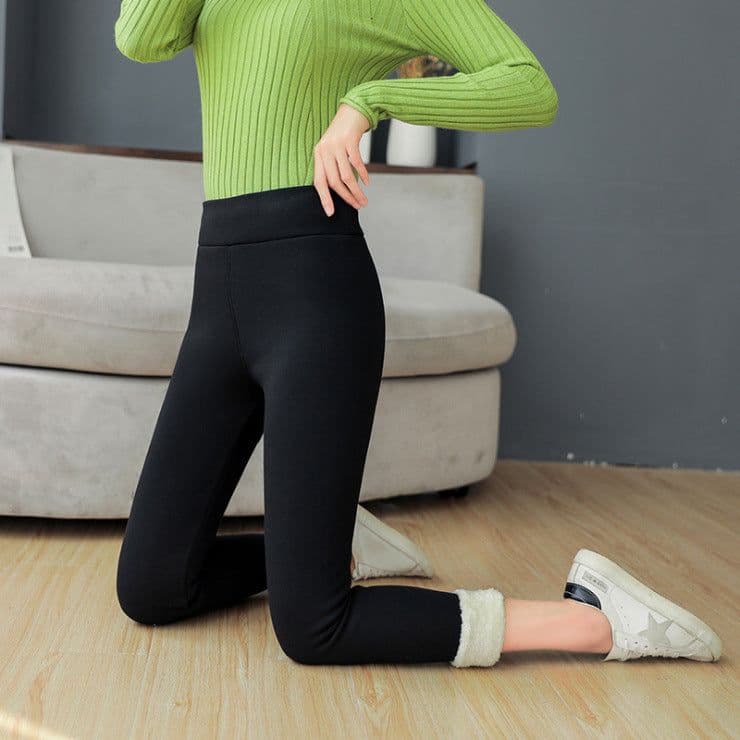image-Lamb velvet leggings women's outer wear 2020 autumn and winter high-waisted thick fleece all-in-one trousers warm small feet pencil pants