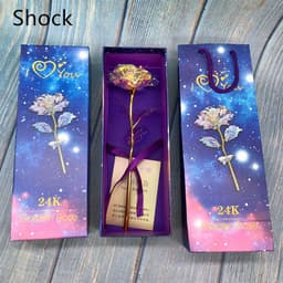image-24K Luminous Color Gold Rose Flower Set
