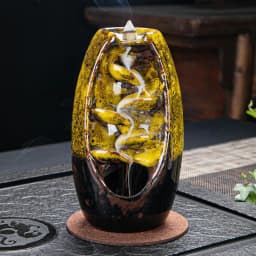 image-Cross-border products, ceramic backflow incense burner, both right and left, backflow smoke incense burner, send 50 incense sticks, send non-slip pads, large, medium and small
