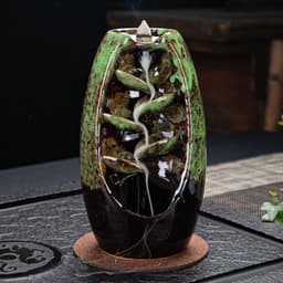image-Cross-border products, ceramic backflow incense burner, both right and left, backflow smoke incense burner, send 50 incense sticks, send non-slip pads, large, medium and small