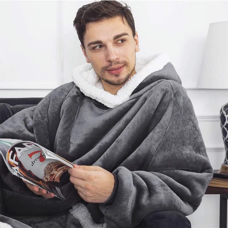 image-Christmas Amazon Lazy TV Nightgown Turtleneck Flannel Hooded Woolen Sweater Men's and Women's Casual Homewear