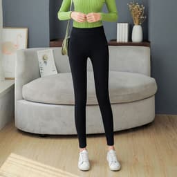 image-Lamb velvet leggings women's outer wear 2020 autumn and winter high-waisted thick fleece all-in-one trousers warm small feet pencil pants