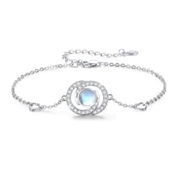 image-Sterling Silver Moonstone Infinity Symbol Heart Link Bracelet for Birthday Christmas
