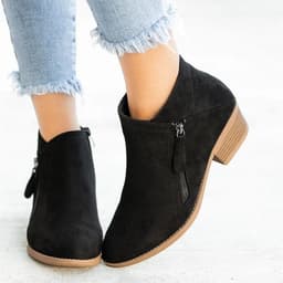 image-Suede Martin Boots - Orange Side Zipper Low Barrel 43