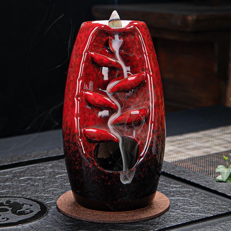 image-Cross-border products, ceramic backflow incense burner, both right and left, backflow smoke incense burner, send 50 incense sticks, send non-slip pads, large, medium and small