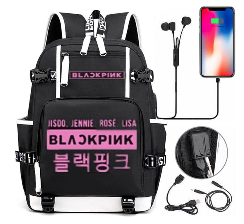 image-BLACKPINK Park Chae-young, LISA, Kim Ji-soo, the same starry sky backpack, school bag, backpack, Korean version, USB