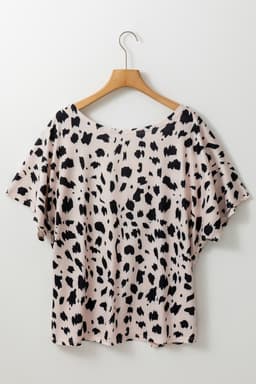 image-Plus Size Khaki Leopard Print Top - Twist Open Back