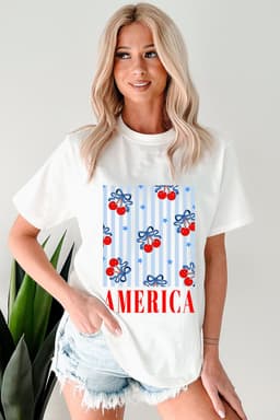 image-White Bow Cherry America Graphic Crewneck T-Shirt