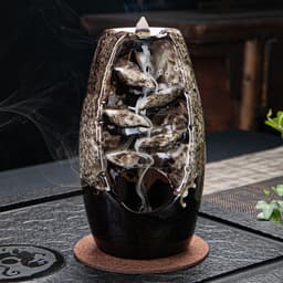 image-Cross-border products, ceramic backflow incense burner, both right and left, backflow smoke incense burner, send 50 incense sticks, send non-slip pads, large, medium and small