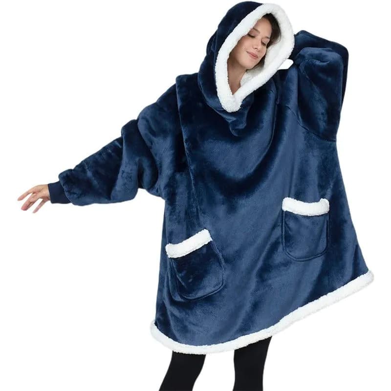image-Christmas Amazon Lazy TV Nightgown Turtleneck Flannel Hooded Woolen Sweater Men's and Women's Casual Homewear