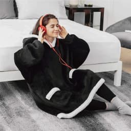 image-Christmas Amazon Lazy TV Nightgown Turtleneck Flannel Hooded Woolen Sweater Men's and Women's Casual Homewear