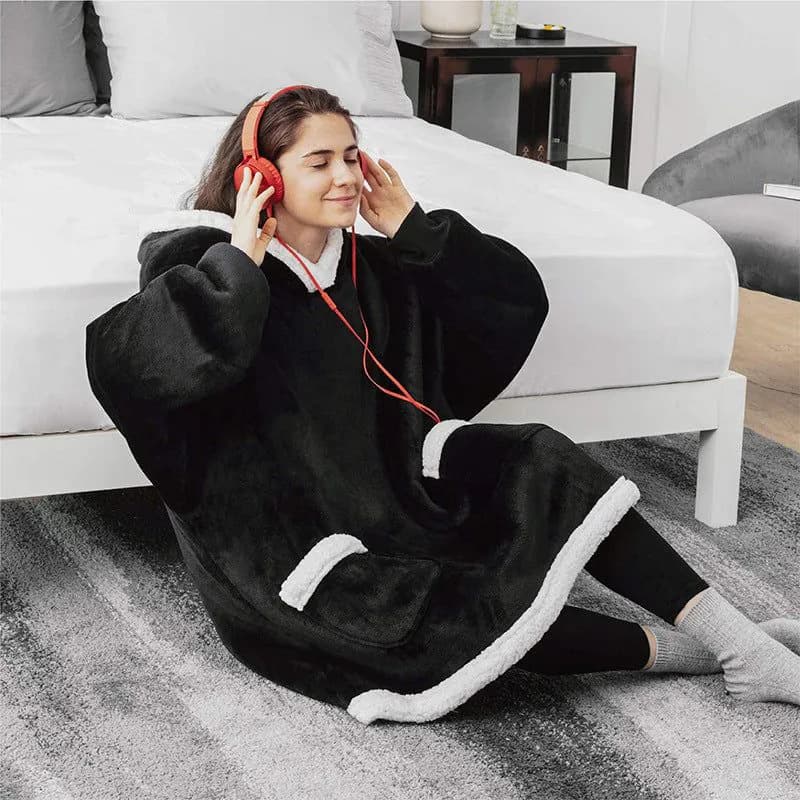 image-Christmas Amazon Lazy TV Nightgown Turtleneck Flannel Hooded Woolen Sweater Men's and Women's Casual Homewear
