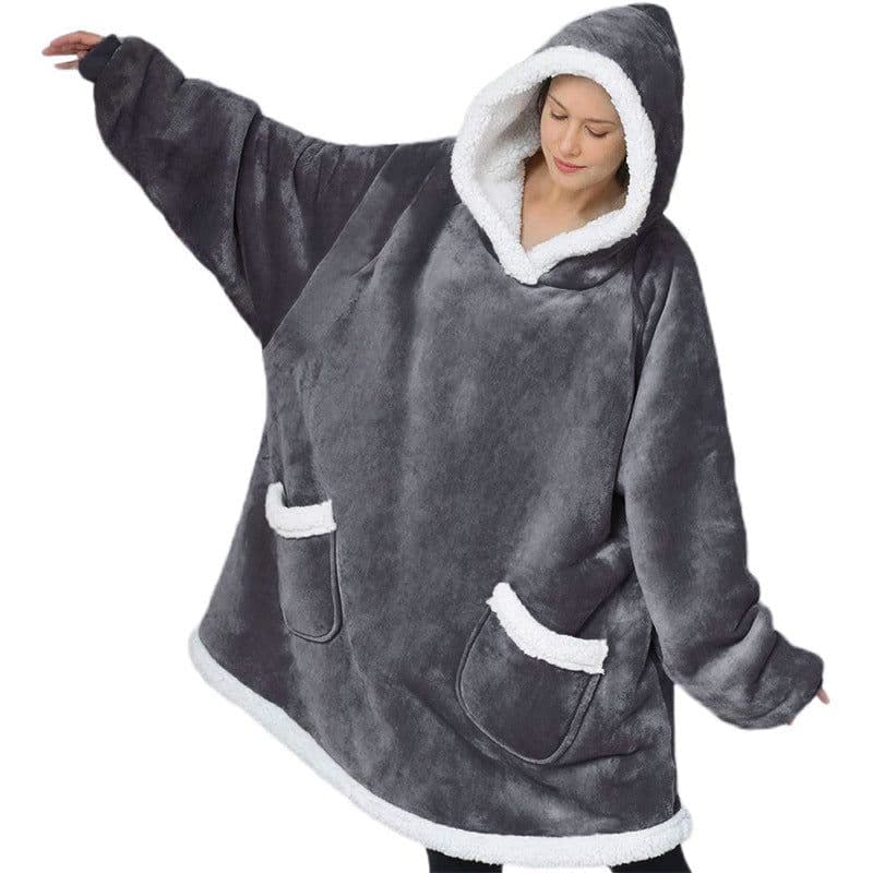 image-Christmas Amazon Lazy TV Nightgown Turtleneck Flannel Hooded Woolen Sweater Men's and Women's Casual Homewear