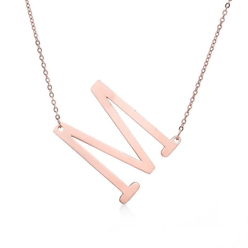 image-Fabulous Rose Gold Plated Stainless Steel Initial Letter Pendant Necklace