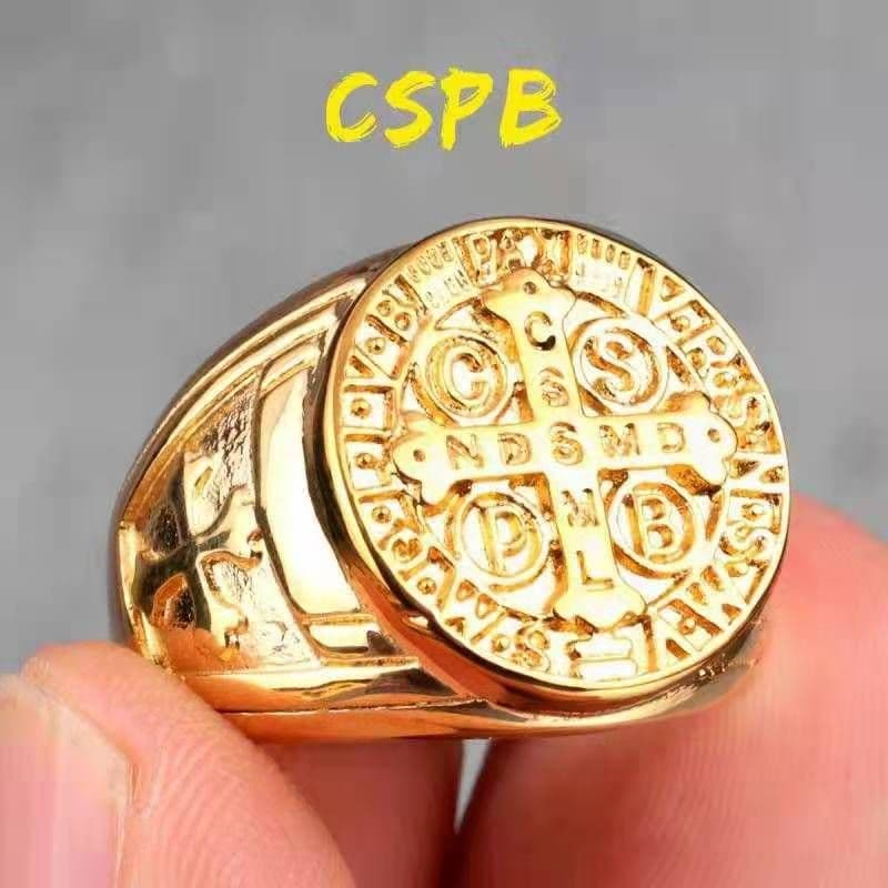 image-Haiteng source manufacturers titanium steel ring cspb cross men's ring stainless steel European and American trendy men's personality factory direct sales